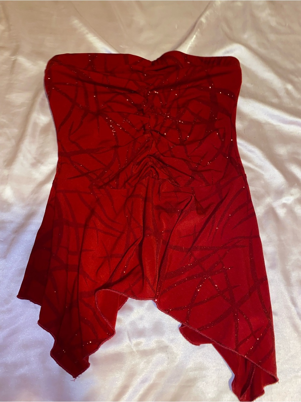 Strapless Red Glitter Fairy Hem Top